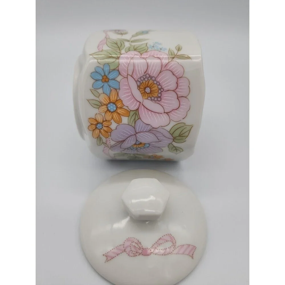 Vintage Covered Candle Japan Floral Design NEW!  Peach candle!  Gift Idea!